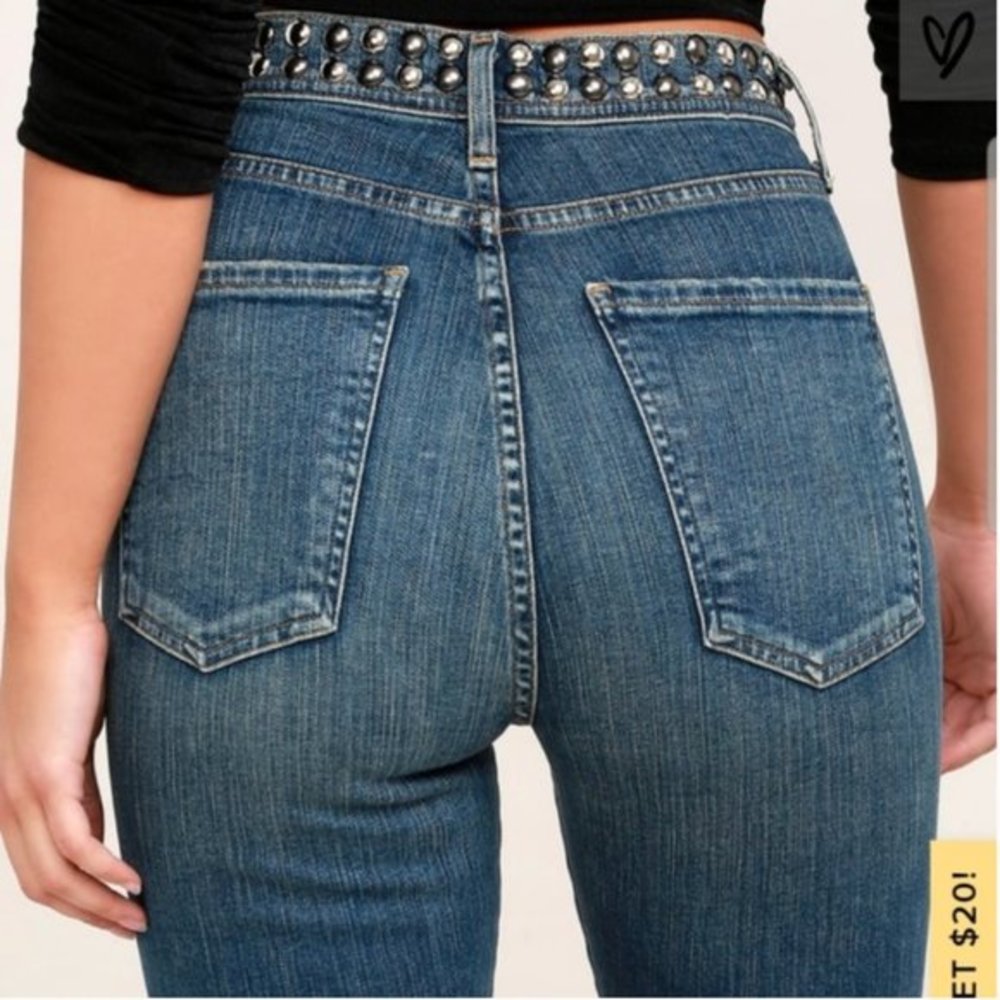 Agolde Roxanne High Rise Studded Skinny Jeans